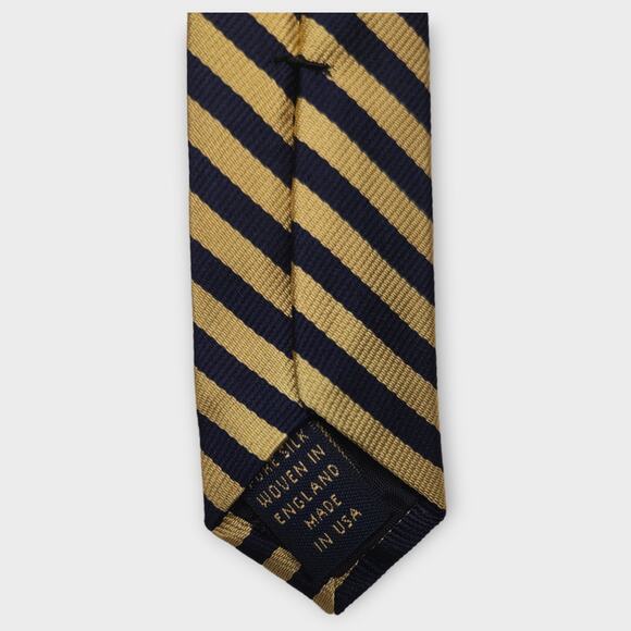 NEW With TAGS - Mens Brooks Brothers Makers Gold & Blue Tie Pure Silk 58" Length - Picture 5 of 5